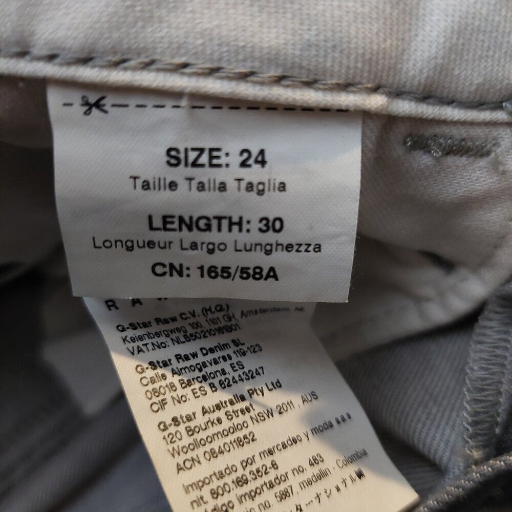 Retro Vintage G-Star Raw Midge Dover Straight Leg Mist Grey Denim Jeans Sz 24 NW - Picture 11 of 12